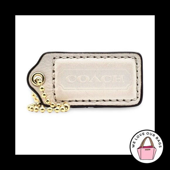 2" Medium COACH Chalk White Leather Brass Key Fob Bag Charm Keychain Hang Tag - Picture 1 of 1